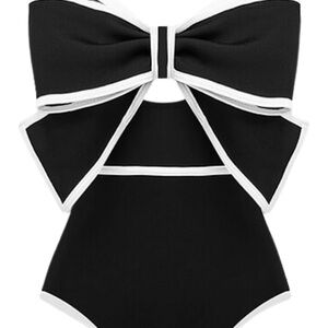 Women’s Black and White Bow Swimsuit